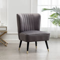 Contemporary Velvet Upholstered Accent Chair - 24"W x 26"D x 33"H - Dense Foam Padding - Rubberwood Legs - Gray/Blue/Pink