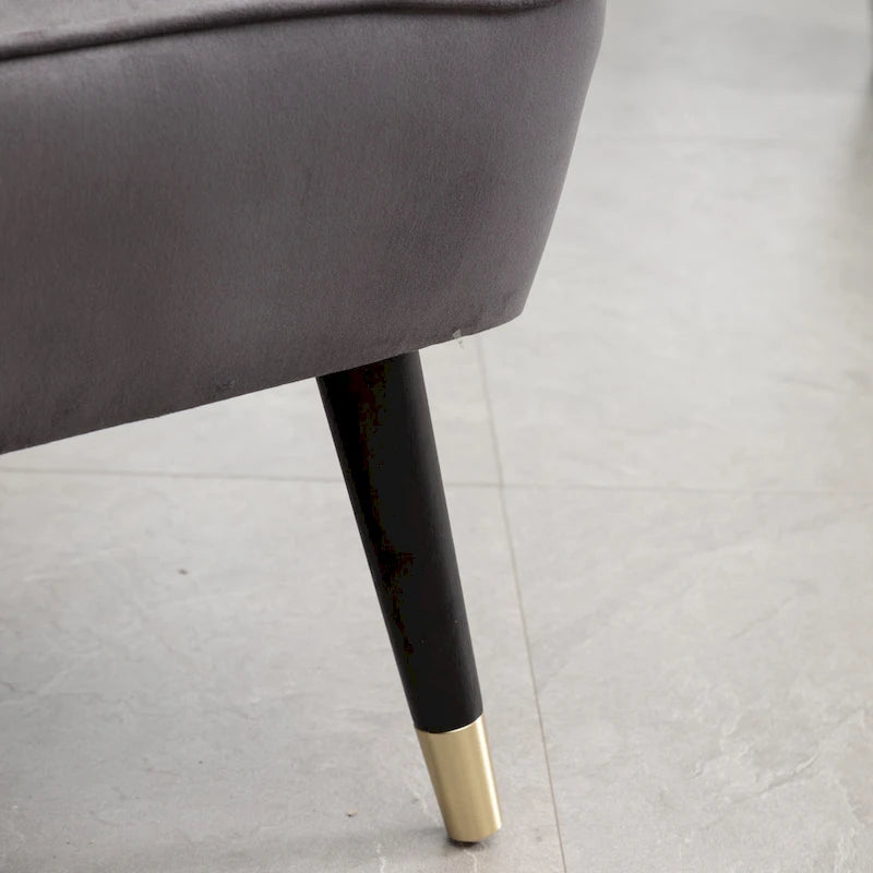 Contemporary Velvet Upholstered Accent Chair - 24"W x 26"D x 33"H - Dense Foam Padding - Rubberwood Legs - Gray/Blue/Pink