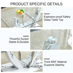 43.3" Rectangular Glass Coffee Table - Tempered Glass, Stainless Steel Columns, Thick Base, Modern Minimalist