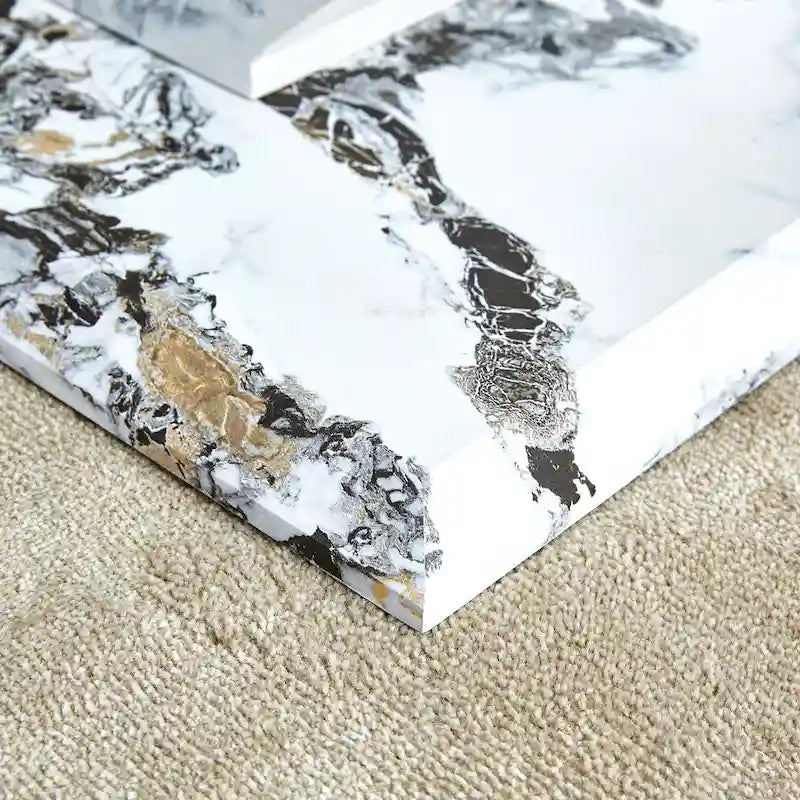 43.3" Rectangular Glass Coffee Table - Tempered Glass, Stainless Steel Columns, Thick Base, Modern Minimalist