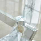 43.3" Rectangular Glass Coffee Table - Tempered Glass, Stainless Steel Columns, Thick Base, Modern Minimalist