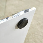 43.3" Rectangular Glass Coffee Table - Tempered Glass, Stainless Steel Columns, Thick Base, Modern Minimalist