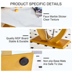 43.3" Rectangular Glass Coffee Table - Tempered Glass, Stainless Steel Columns, Thick Base, Modern Minimalist