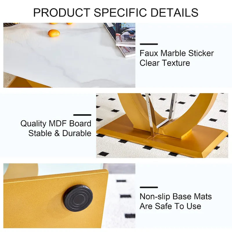 43.3" Rectangular Glass Coffee Table - Tempered Glass, Stainless Steel Columns, Thick Base, Modern Minimalist