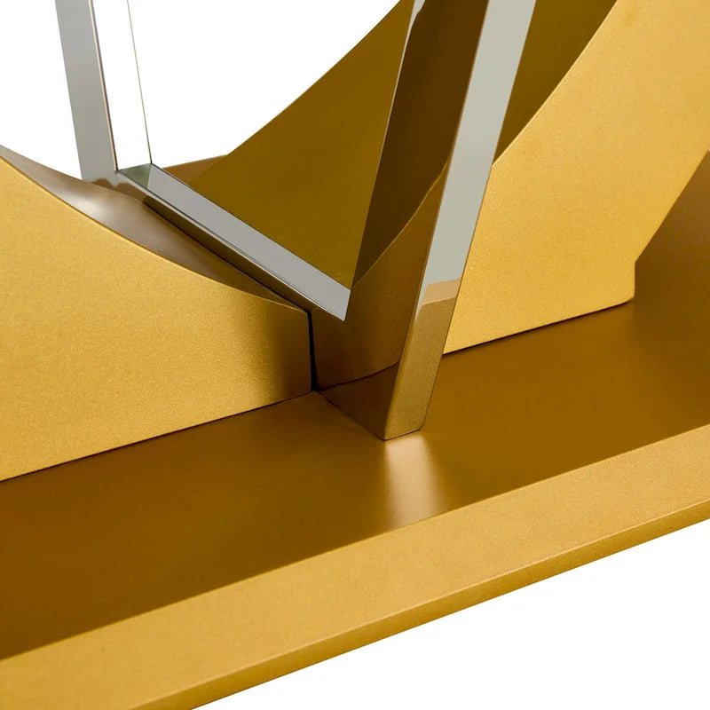 43.3" Rectangular Glass Coffee Table - Tempered Glass, Stainless Steel Columns, Thick Base, Modern Minimalist