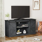 62.4" Farmhouse TV Stand with Sliding Barn Doors - Wood Media Console for TVs up to 60" - 400 lbs Capacity with Storage