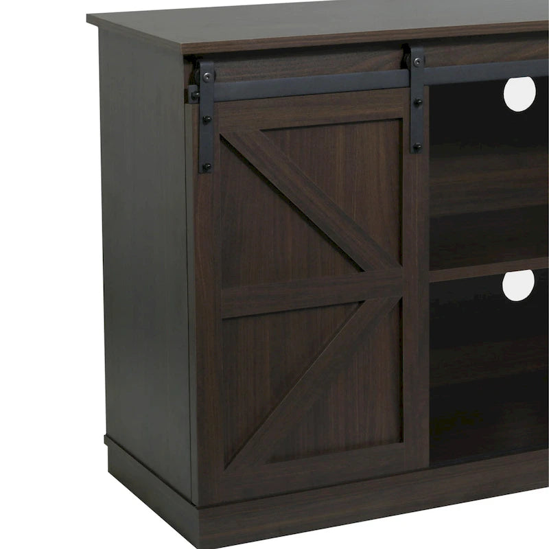 62.4" Farmhouse TV Stand with Sliding Barn Doors - Wood Media Console for TVs up to 60" - 400 lbs Capacity with Storage