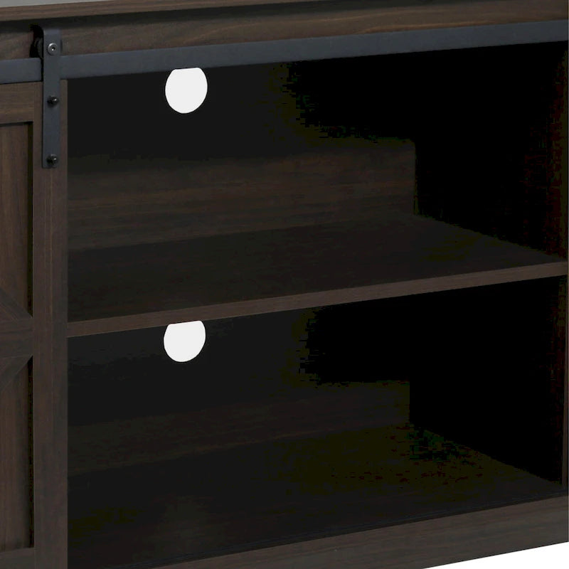 62.4" Farmhouse TV Stand with Sliding Barn Doors - Wood Media Console for TVs up to 60" - 400 lbs Capacity with Storage