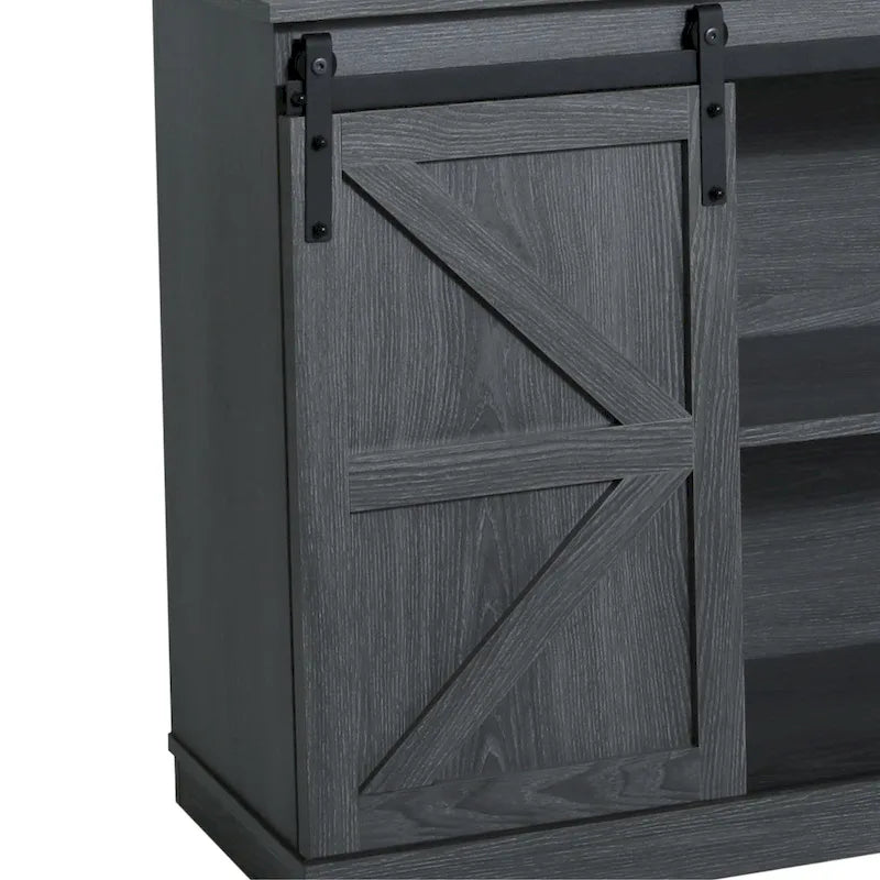 62.4" Farmhouse TV Stand with Sliding Barn Doors - Wood Media Console for TVs up to 60" - 400 lbs Capacity with Storage