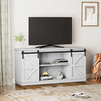 62.4" Farmhouse TV Stand with Sliding Barn Doors - Wood Media Console for TVs up to 60" - 400 lbs Capacity with Storage