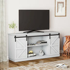 62.4" Farmhouse TV Stand with Sliding Barn Doors - Wood Media Console for TVs up to 60" - 400 lbs Capacity with Storage