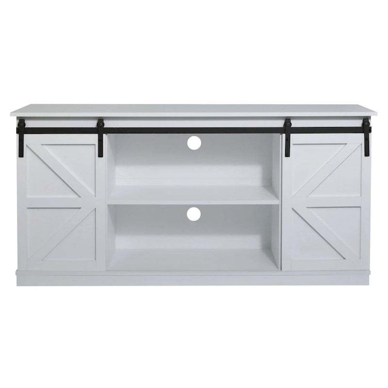 62.4" Farmhouse TV Stand with Sliding Barn Doors - Wood Media Console for TVs up to 60" - 400 lbs Capacity with Storage