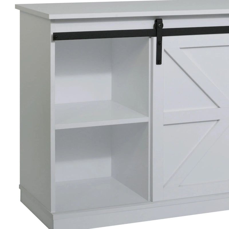 62.4" Farmhouse TV Stand with Sliding Barn Doors - Wood Media Console for TVs up to 60" - 400 lbs Capacity with Storage
