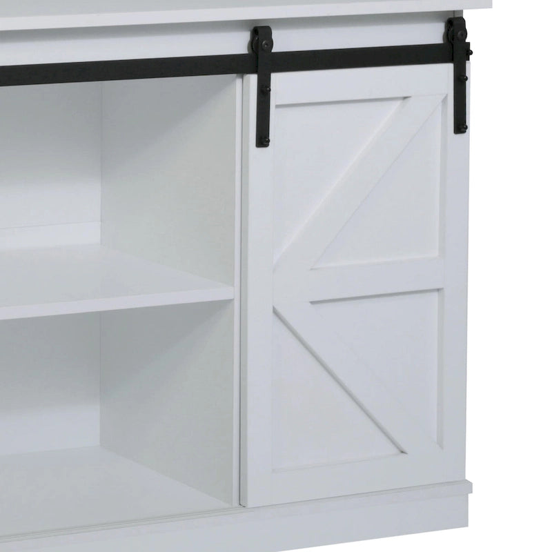 62.4" Farmhouse TV Stand with Sliding Barn Doors - Wood Media Console for TVs up to 60" - 400 lbs Capacity with Storage