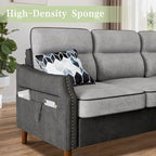 78" L-Shaped Sectional Sofa with Ottoman - High-Density Foam 3-Seater Couch with Side Storage Pocket - Removable Covers