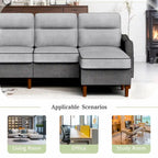 78" L-Shaped Sectional Sofa with Ottoman - High-Density Foam 3-Seater Couch with Side Storage Pocket - Removable Covers