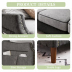 78" L-Shaped Sectional Sofa with Ottoman - High-Density Foam 3-Seater Couch with Side Storage Pocket - Removable Covers