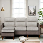 78" L-Shaped Sectional Sofa with Ottoman - High-Density Foam 3-Seater Couch with Side Storage Pocket - Removable Covers