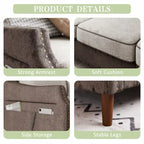 78" L-Shaped Sectional Sofa with Ottoman - High-Density Foam 3-Seater Couch with Side Storage Pocket - Removable Covers