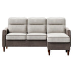 78" L-Shaped Sectional Sofa with Ottoman - High-Density Foam 3-Seater Couch with Side Storage Pocket - Removable Covers