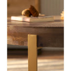 33.86" Round Coffee Table - Fir Wood Top, Cross-Grain Splicing, Metal Cross Legs, 220lbs Capacity, Retro Style