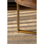 33.86" Round Coffee Table - Fir Wood Top, Cross-Grain Splicing, Metal Cross Legs, 220lbs Capacity, Retro Style