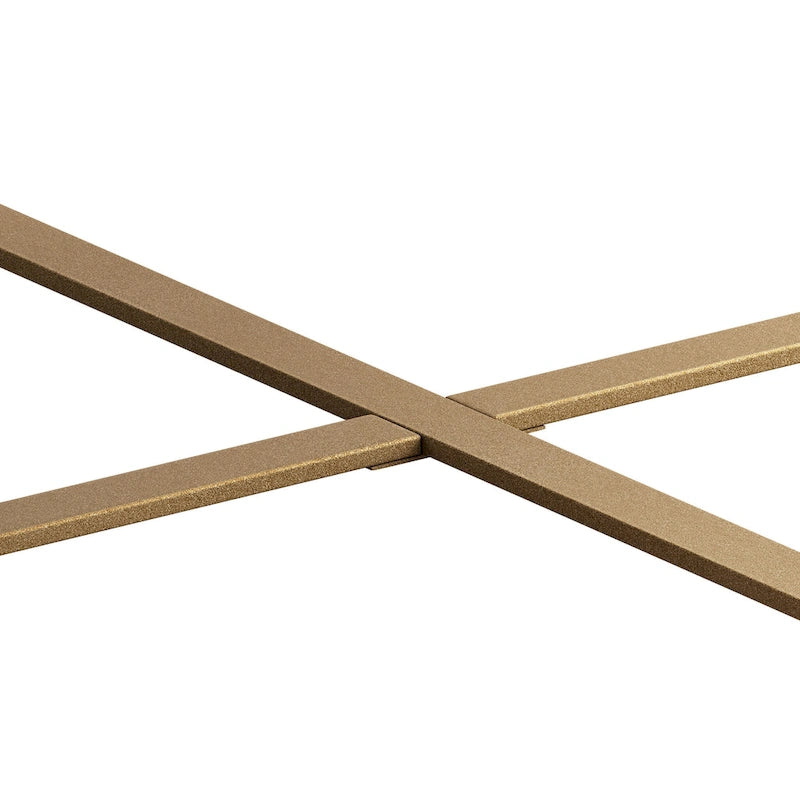 33.86" Round Coffee Table - Fir Wood Top, Cross-Grain Splicing, Metal Cross Legs, 220lbs Capacity, Retro Style