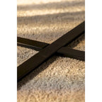 33.86" Round Coffee Table - Fir Wood Top, Cross-Grain Splicing, Metal Cross Legs, 220lbs Capacity, Retro Style