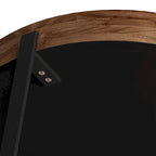 33.86" Round Coffee Table - Fir Wood Top, Cross-Grain Splicing, Metal Cross Legs, 220lbs Capacity, Retro Style