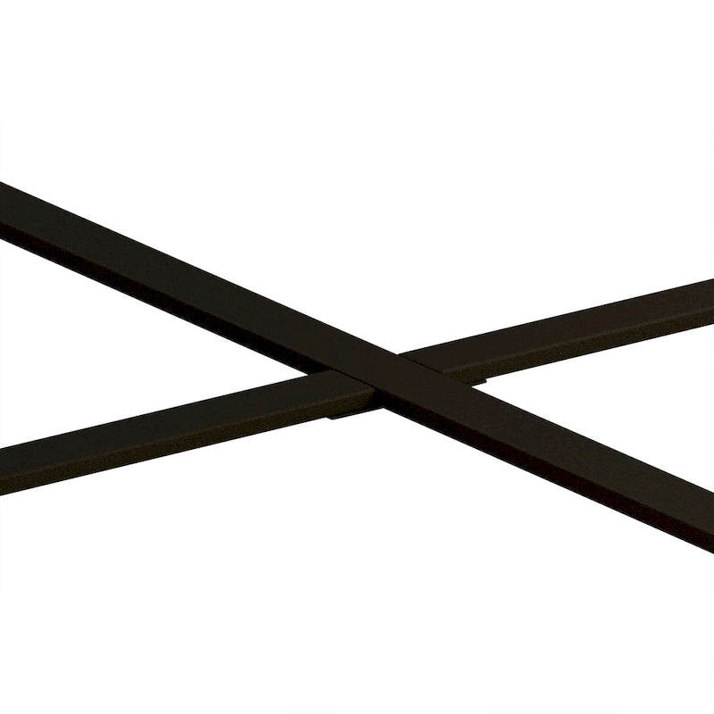 33.86" Round Coffee Table - Fir Wood Top, Cross-Grain Splicing, Metal Cross Legs, 220lbs Capacity, Retro Style