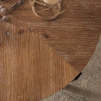 33.86" Round Coffee Table - Fir Wood Top, Cross-Grain Splicing, Metal Cross Legs, 220lbs Capacity, Retro Style