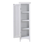 White Kitchen Storage Pantry with 1 Door - 3 Adjustable Shelves, MDF, Raised Panel Door, Compact Design
