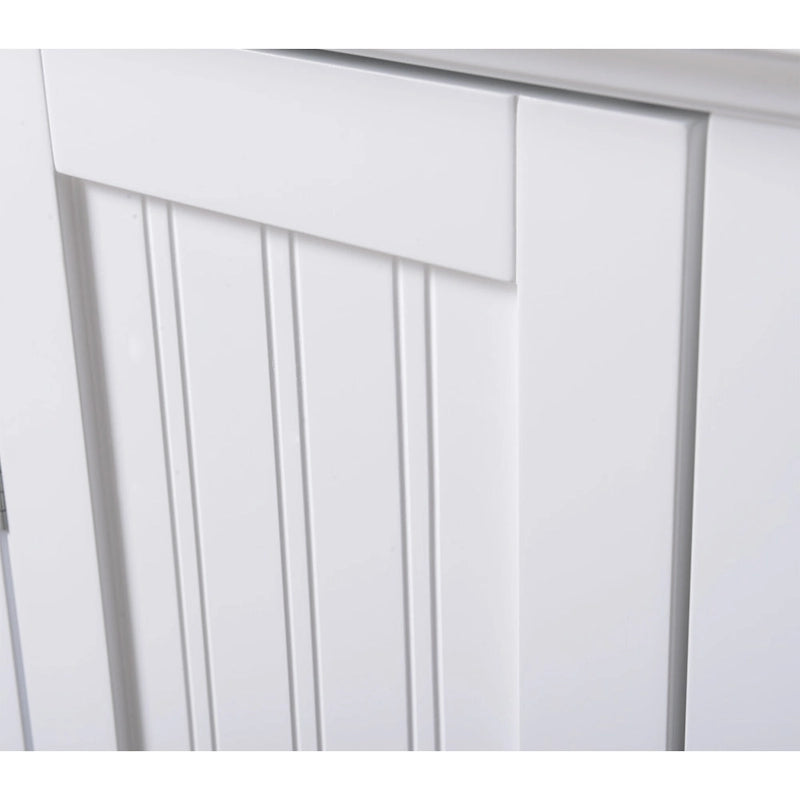White Kitchen Storage Pantry with 1 Door - 3 Adjustable Shelves, MDF, Raised Panel Door, Compact Design