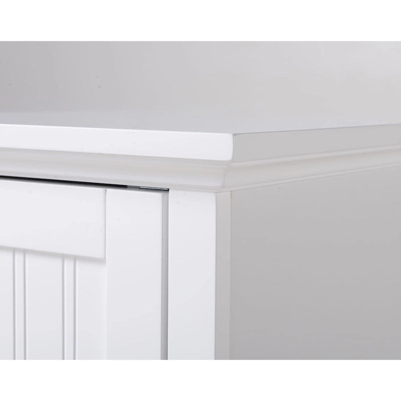 White Kitchen Storage Pantry with 1 Door - 3 Adjustable Shelves, MDF, Raised Panel Door, Compact Design