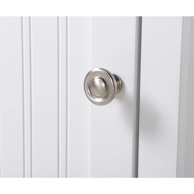 White Kitchen Storage Pantry with 1 Door - 3 Adjustable Shelves, MDF, Raised Panel Door, Compact Design