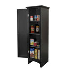 White Kitchen Storage Pantry with 1 Door - 3 Adjustable Shelves, MDF, Raised Panel Door, Compact Design