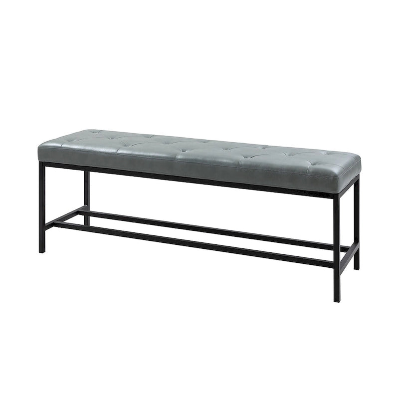 50" Upholstered Storage Bench with Metal Legs - Vegan Leather, Button-Tufted, Storage Shelf, 250lbs Capacity