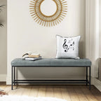 50" Upholstered Storage Bench with Metal Legs - Vegan Leather, Button-Tufted, Storage Shelf, 250lbs Capacity