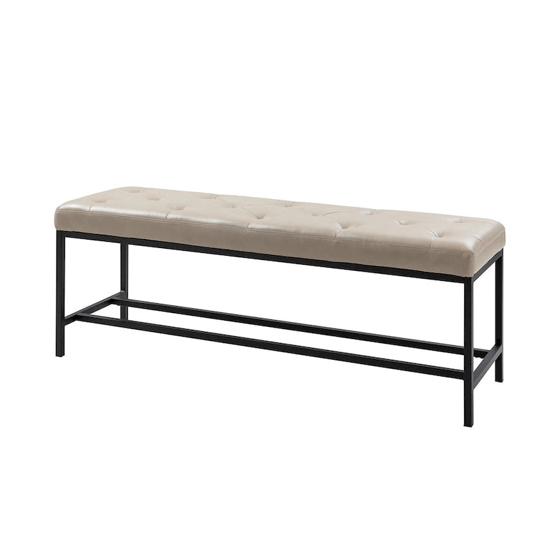 50" Upholstered Storage Bench with Metal Legs - Vegan Leather, Button-Tufted, Storage Shelf, 250lbs Capacity