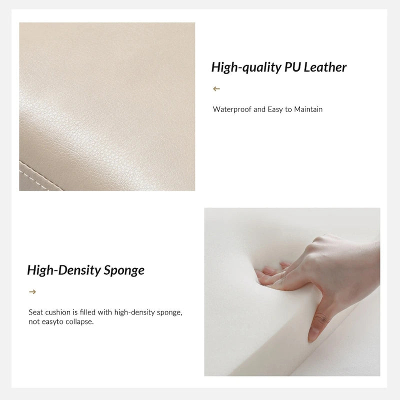 50" Upholstered Storage Bench with Metal Legs - Vegan Leather, Button-Tufted, Storage Shelf, 250lbs Capacity