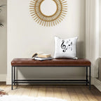 50" Upholstered Storage Bench with Metal Legs - Vegan Leather, Button-Tufted, Storage Shelf, 250lbs Capacity