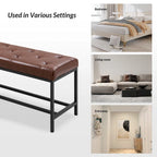 50" Upholstered Storage Bench with Metal Legs - Vegan Leather, Button-Tufted, Storage Shelf, 250lbs Capacity