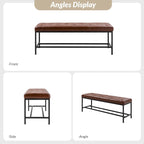 50" Upholstered Storage Bench with Metal Legs - Vegan Leather, Button-Tufted, Storage Shelf, 250lbs Capacity