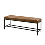 50" Upholstered Storage Bench with Metal Legs - Vegan Leather, Button-Tufted, Storage Shelf, 250lbs Capacity