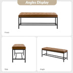 50" Upholstered Storage Bench with Metal Legs - Vegan Leather, Button-Tufted, Storage Shelf, 250lbs Capacity