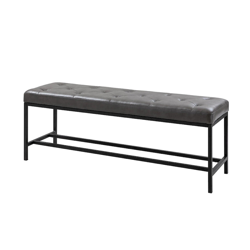 50" Upholstered Storage Bench with Metal Legs - Vegan Leather, Button-Tufted, Storage Shelf, 250lbs Capacity