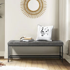 50" Upholstered Storage Bench with Metal Legs - Vegan Leather, Button-Tufted, Storage Shelf, 250lbs Capacity
