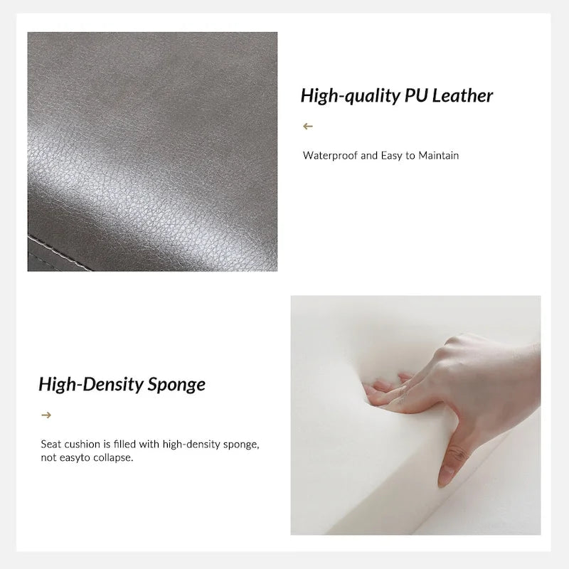 50" Upholstered Storage Bench with Metal Legs - Vegan Leather, Button-Tufted, Storage Shelf, 250lbs Capacity