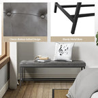 50" Upholstered Storage Bench with Metal Legs - Vegan Leather, Button-Tufted, Storage Shelf, 250lbs Capacity