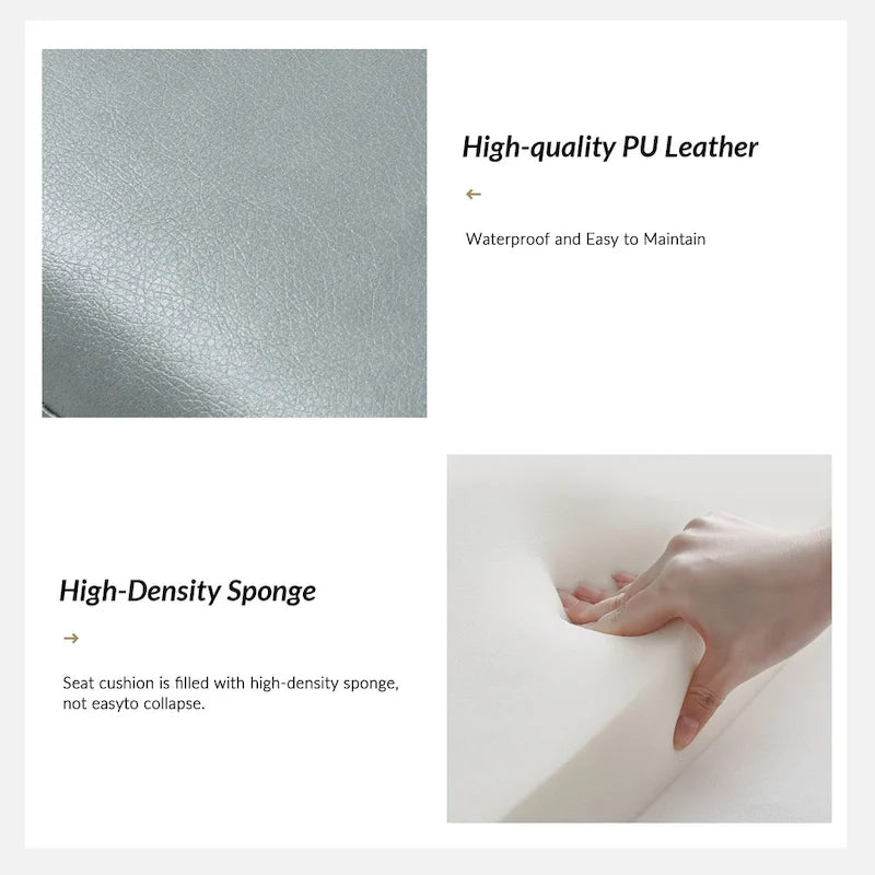 50" Upholstered Storage Bench with Metal Legs - Vegan Leather, Button-Tufted, Storage Shelf, 250lbs Capacity